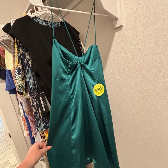 NWT Elegant Teal Spaghetti Strap Dress - Picture 2 of 3